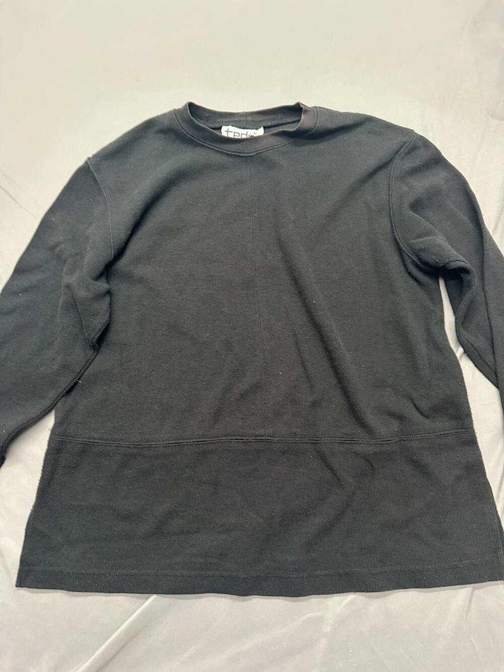 Teddi Black Long Sleeve Crew Neck Sweatshirt Size M Made in USA